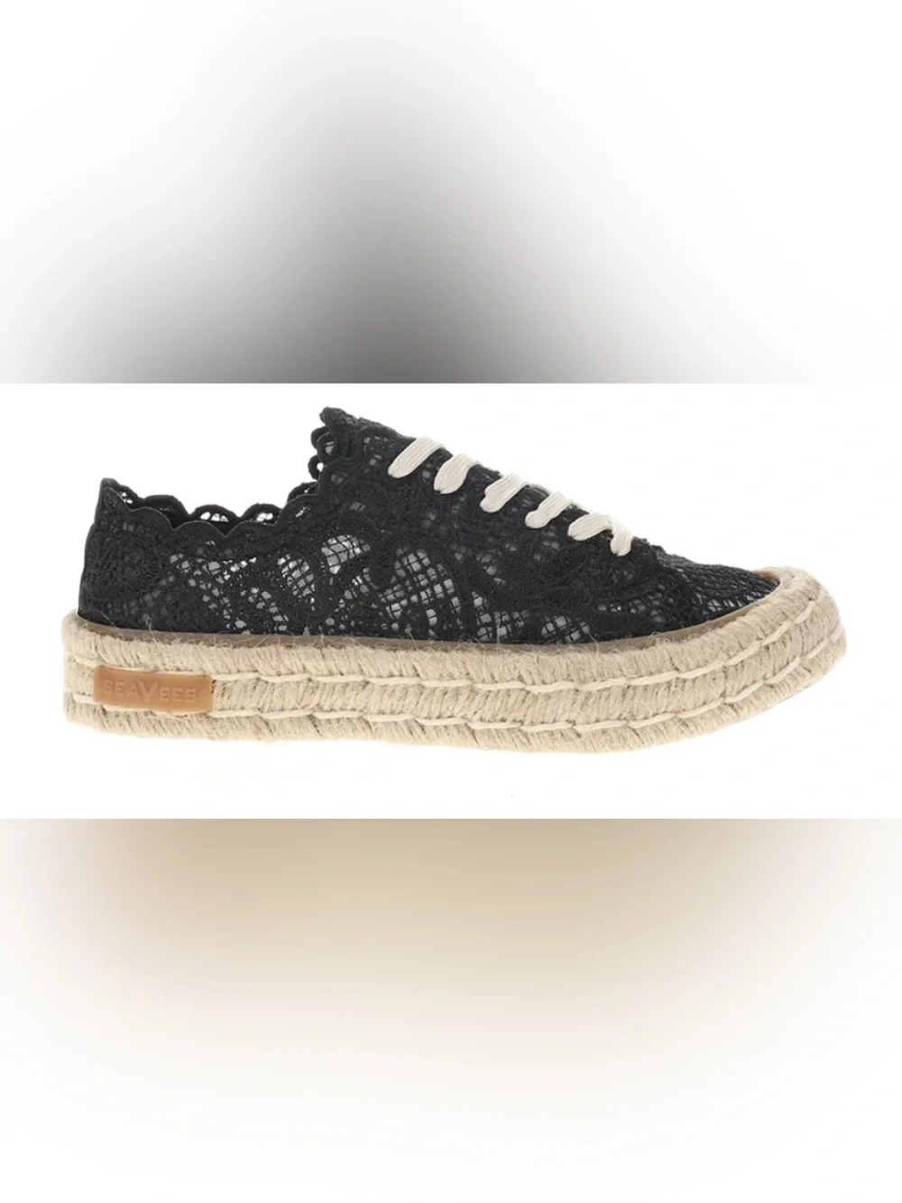 SeaVees Women’s Coronado Espadrille Black Embroidered Lace Sneaker Size 7.5